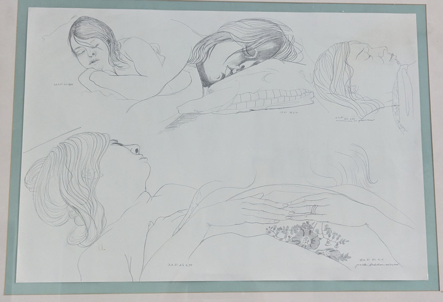Pertti Kolehmainen - Lomalla (Signeerattu Lyijypiirros 1981)