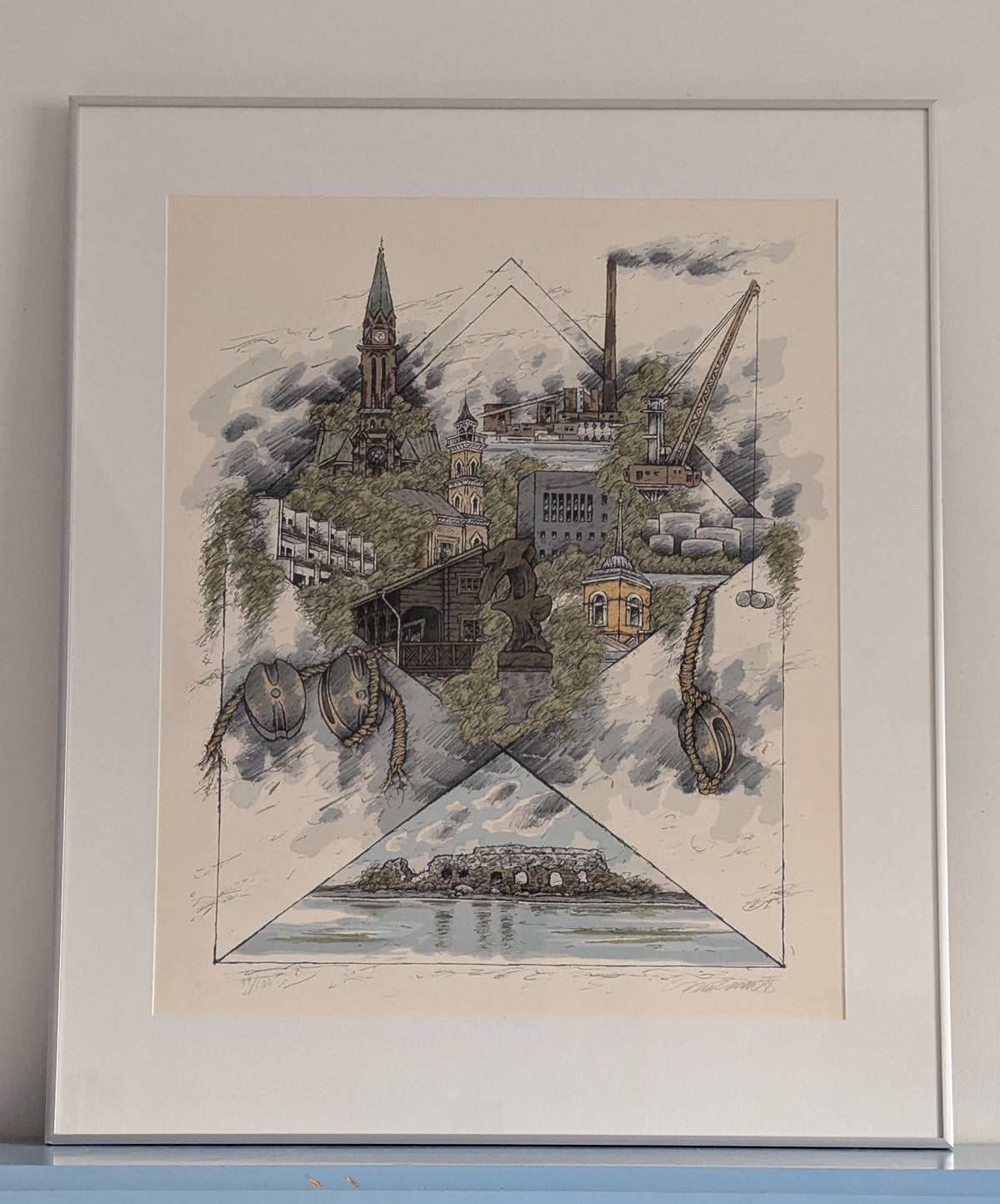 Raimo Kanerva - Kotka (Signeerattu Kaupunkisarjan Grafiikka, 1988)