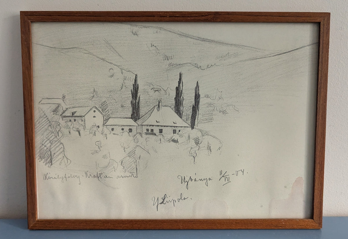 Yrjö Liipola - Királyfalvy - Kraftin Asunto (Signeerattu Lyijypiirros 1904)
