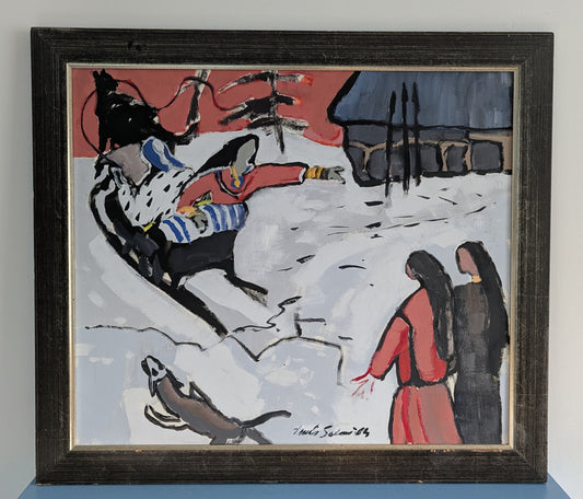 Tuula Salmi - Kyllikin Ryöstö (Signeerattu Akryylimaalaus 1984)