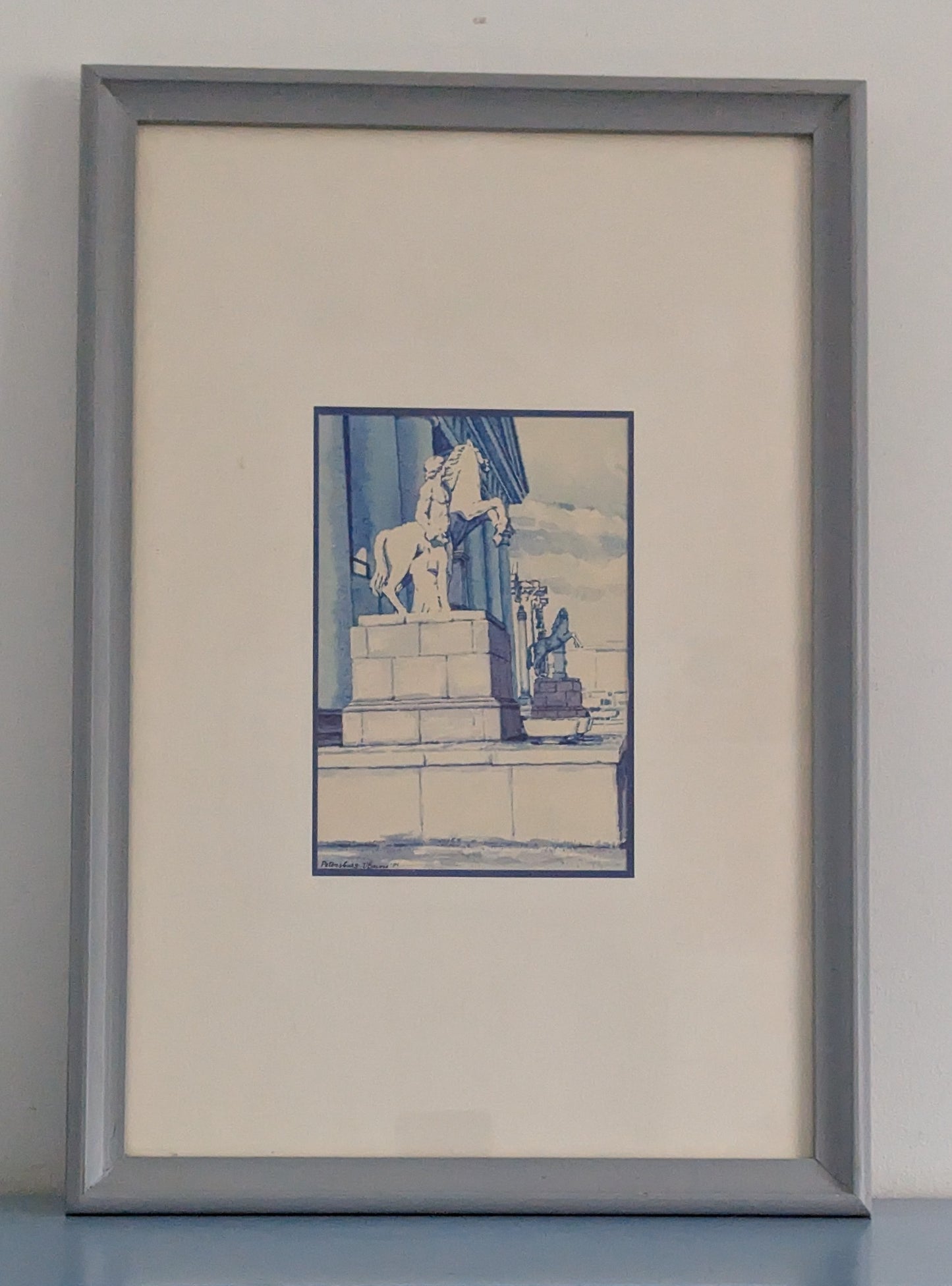 V.Bologa - Hevosenkesyttäjä-Patsas Pietari (Signeerattu Grafiikka 1994)