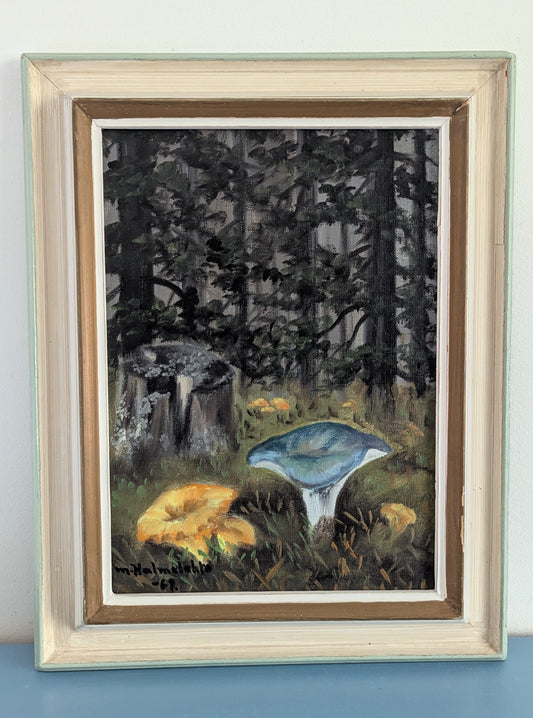 M.Halmelehto - Kanttarellit (Signeerattu Öljyvärimaalaus 1969)