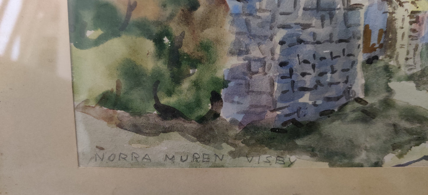 Kurt Werner - Norra Muren Visby (Akvarellimaalaus)