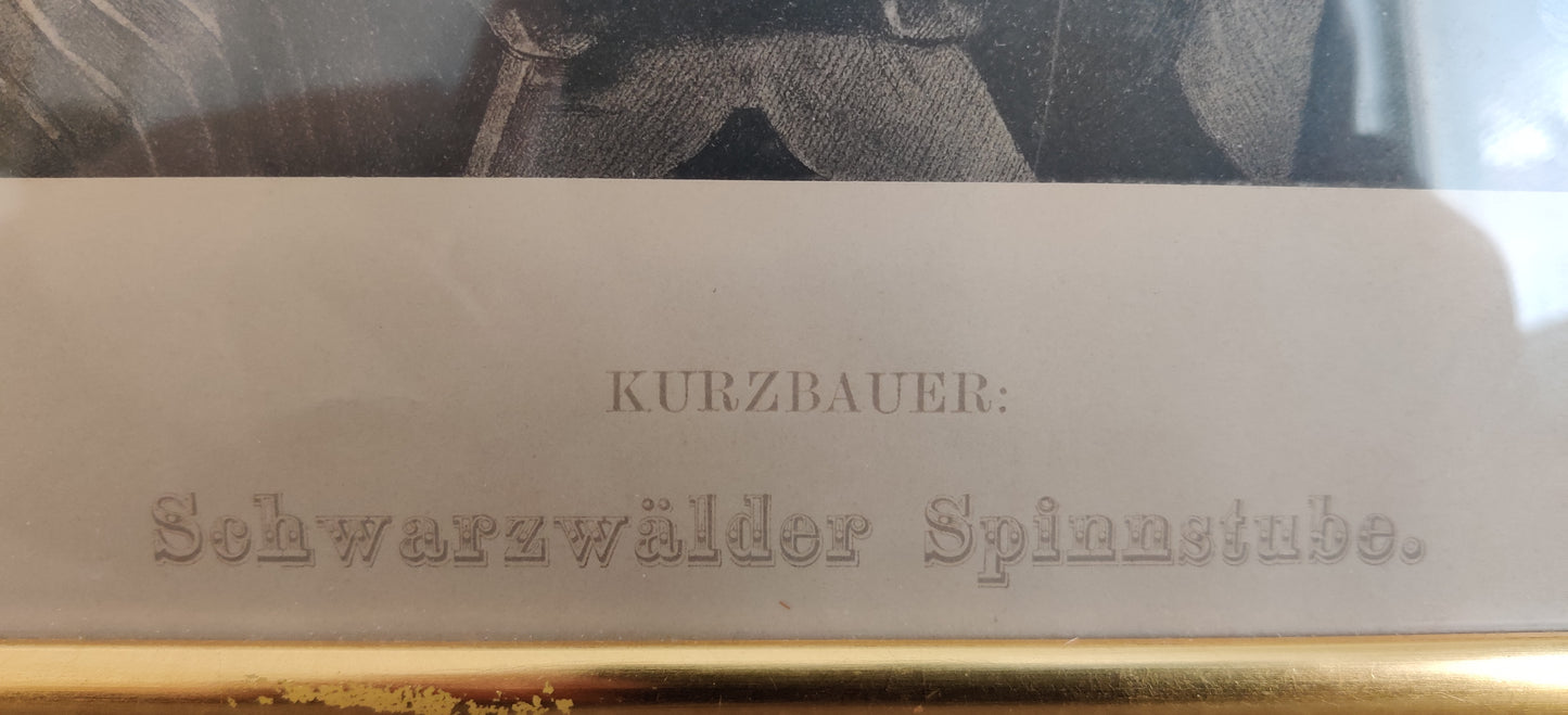 Eduard Kurzbauer - Schwarzwaldin Kehruuhuone