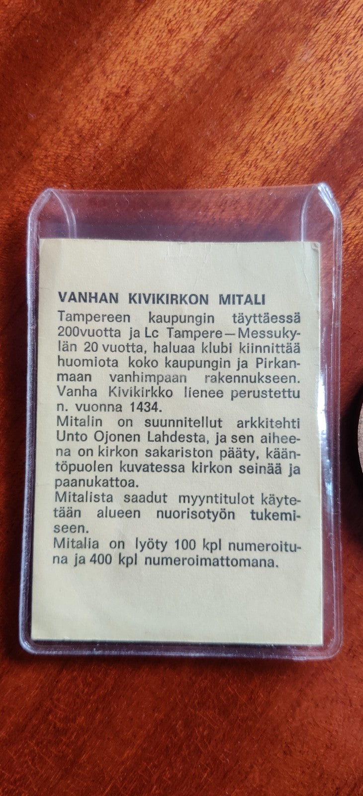 Unto Ojonen - Messukylän Vanhan Kirkon Mitali