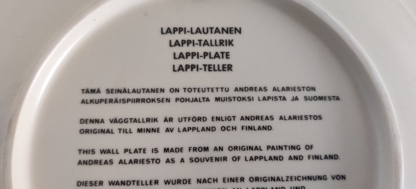 Arabia Lappi-Lautanen Seinälautanen (Andreas Alariesto, Halk. 22.8cm)