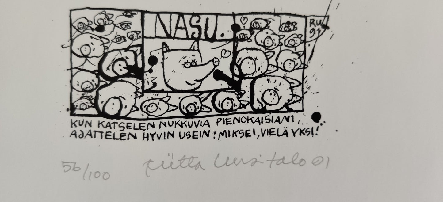 Riitta Uusitalo - Nasu Strippi (Signeerattu, Numeroitu, 1991)