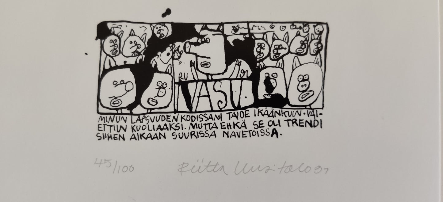 Riitta Uusitalo - Nasu Strippi (Signeerattu, Numeroitu, 1991)