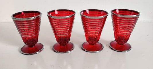 Paden City Glass - Coctaillasi (4kpl, 1940-luku)