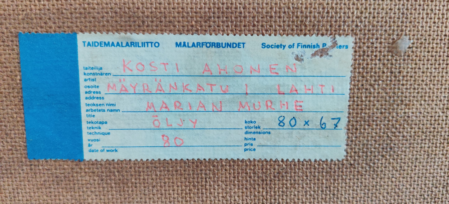 Kosti Ahonen - Marian Murhe (Öljyvärimaalaus 1980)