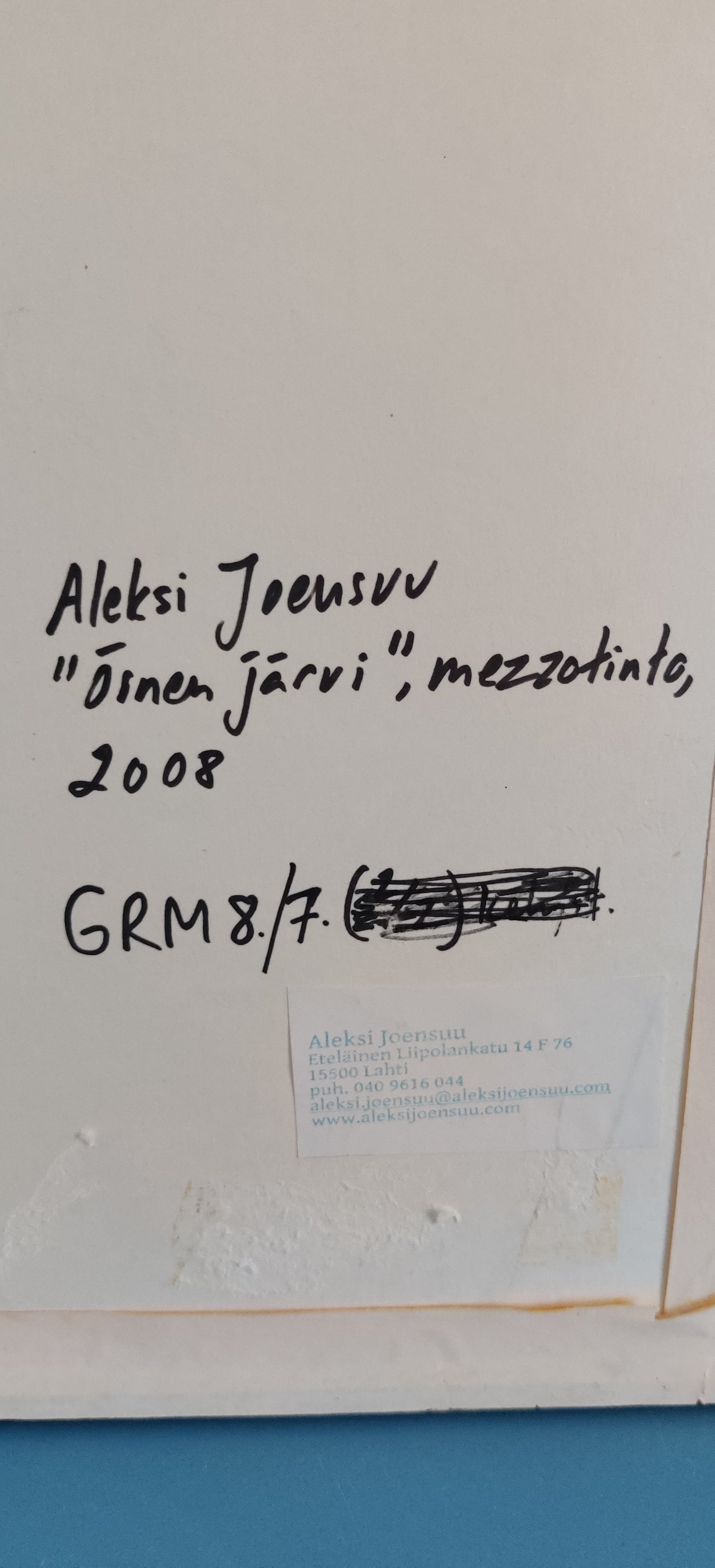 Aleksi Joensuu - Öinen Järvi (Sign, Numeroitu Mezzotinta 2008)