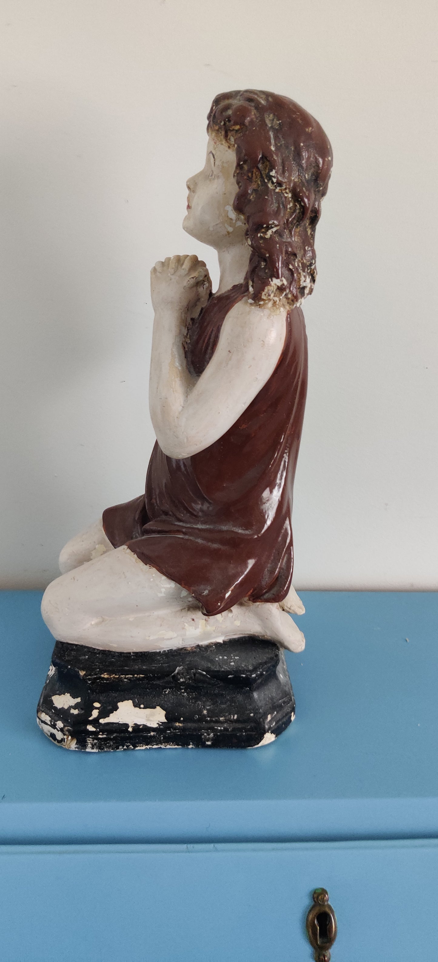 Praying Girl Plaster Statue (Signed)