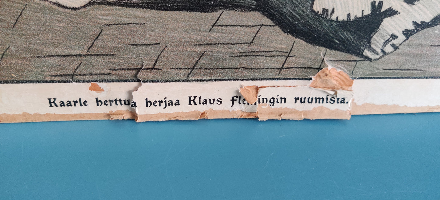 Opetustaulu - Kaarle Herttua Herjaa Klaus Flemingin Ruumista (Albert Edelfelt)