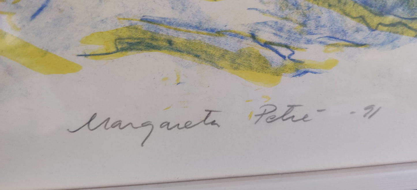 Margareta Petre - Vuoristomaisema (Signeerattu Litografia 1991)