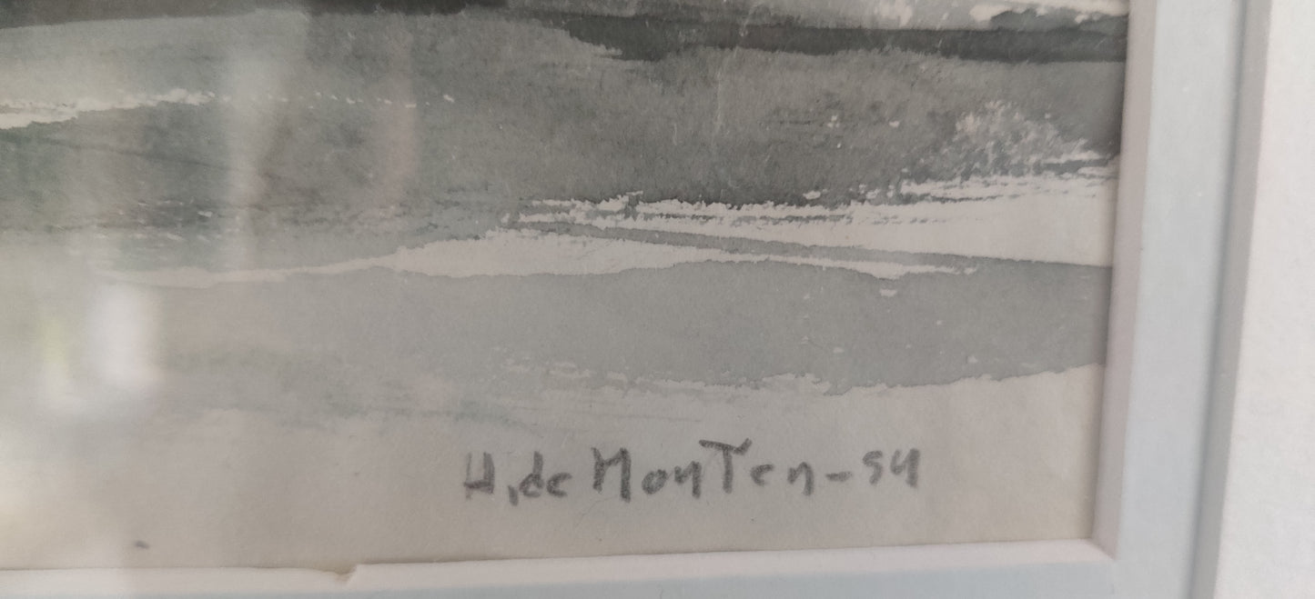 Helge Monten - Signeerattu Akvarellimaalaus (1954)