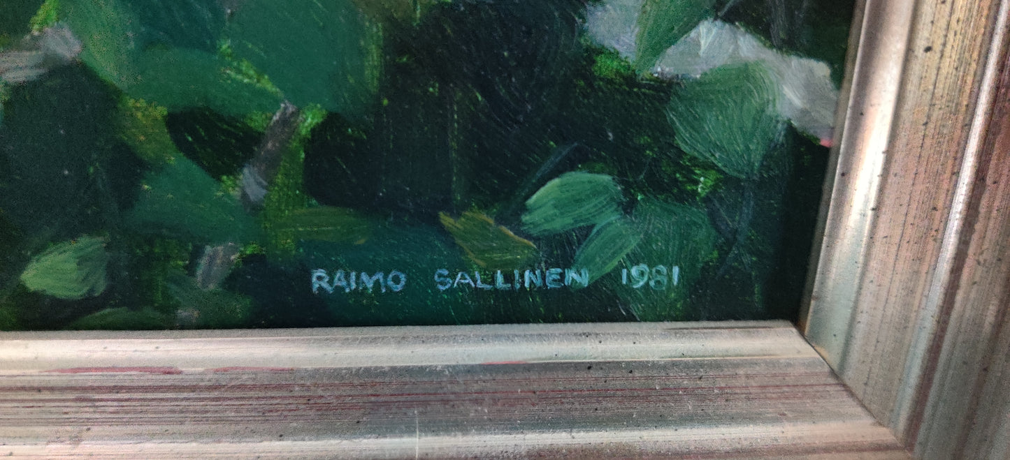 Raimo Sallinen - Touhukas Tiainen (Sign. Öljyvärimaalaus, 1981)