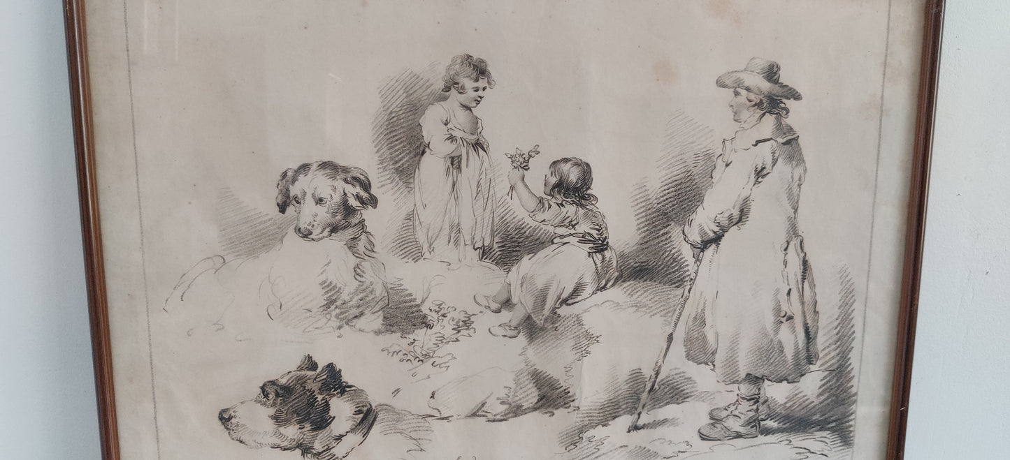 George Morland - Studies of Children 1793 (Vanha Painotyö)