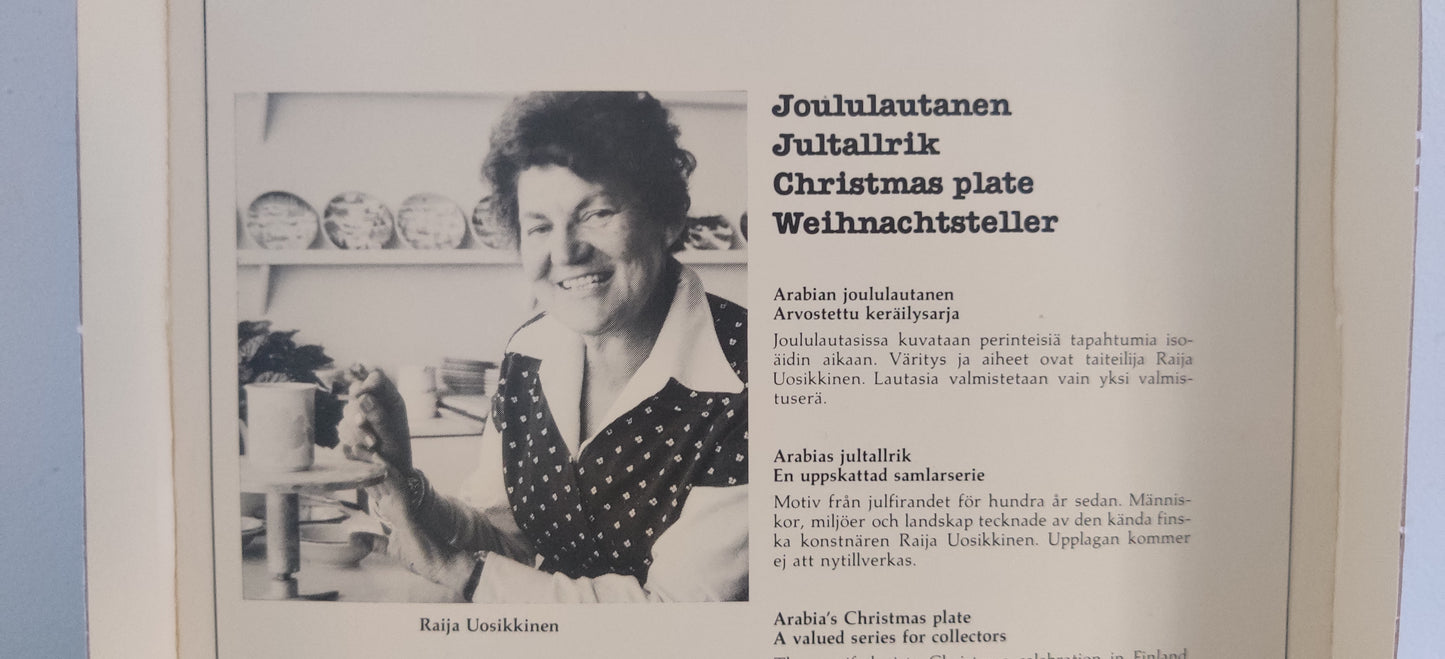 Arabia Joululautanen 1983 (Alk. Paketissa, Raija Uosikkinen)