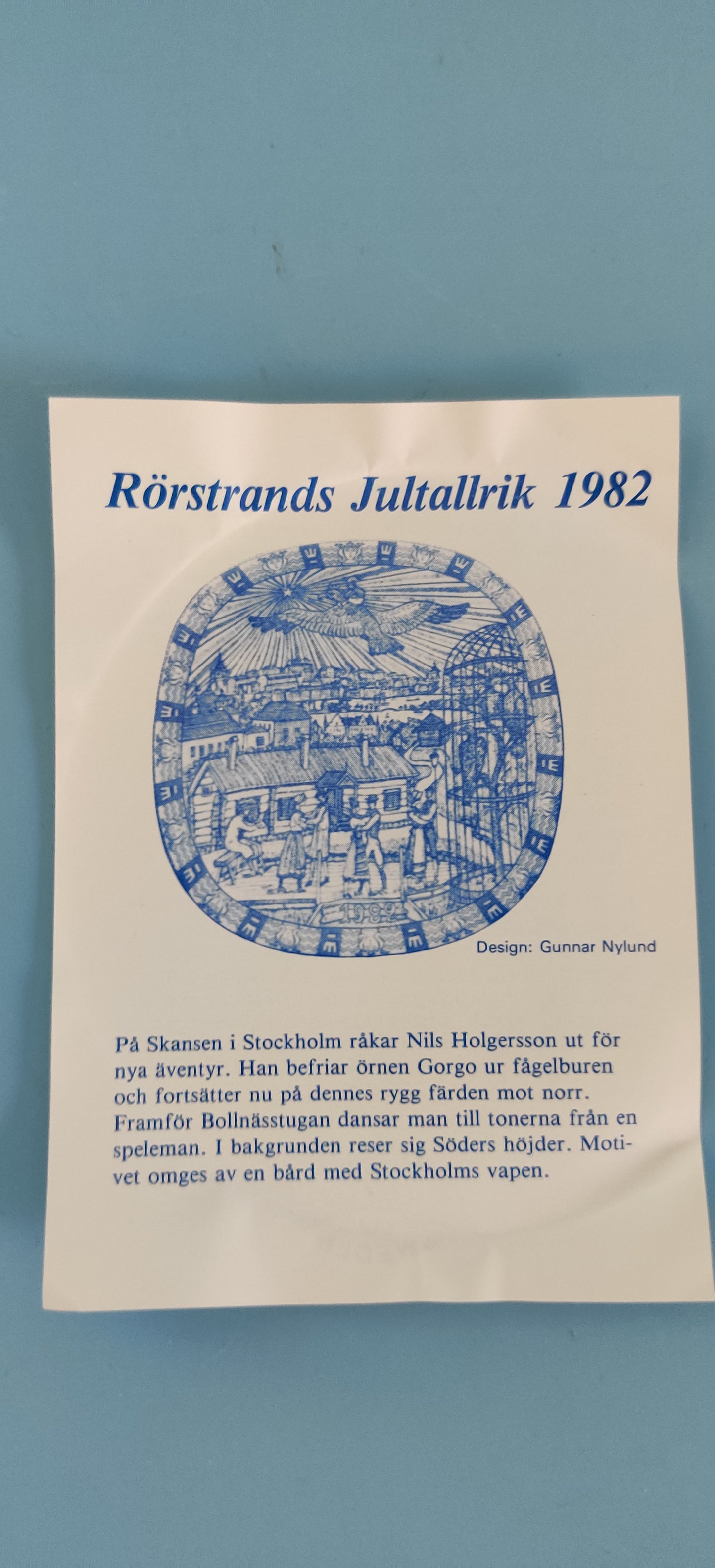 Rörstrand Joululautanen 1982 (Alk. Pakkauksessa, Gunnar Nylund)