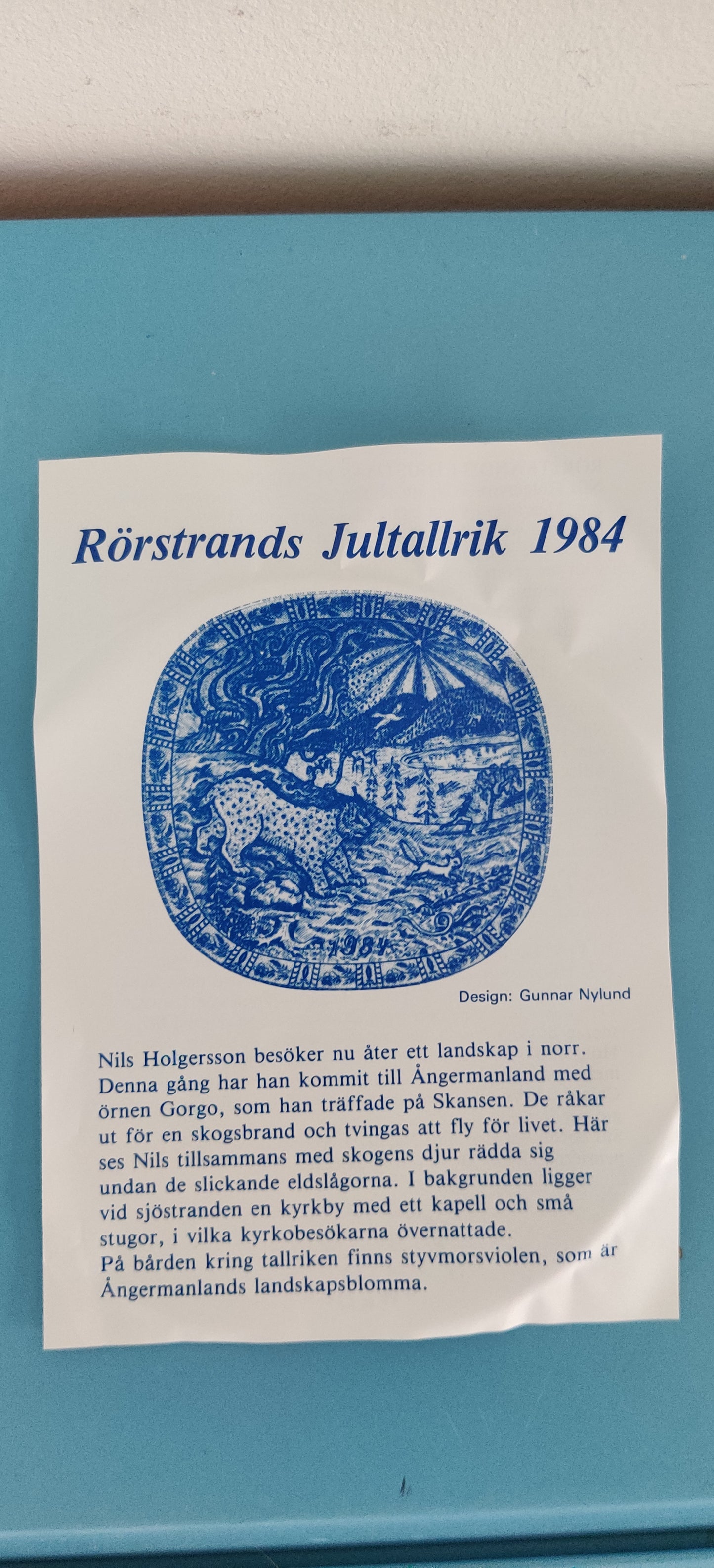 Rörstrand Joululautanen 1984 (Alk. Pakkauksessa, Gunnar Nylund)