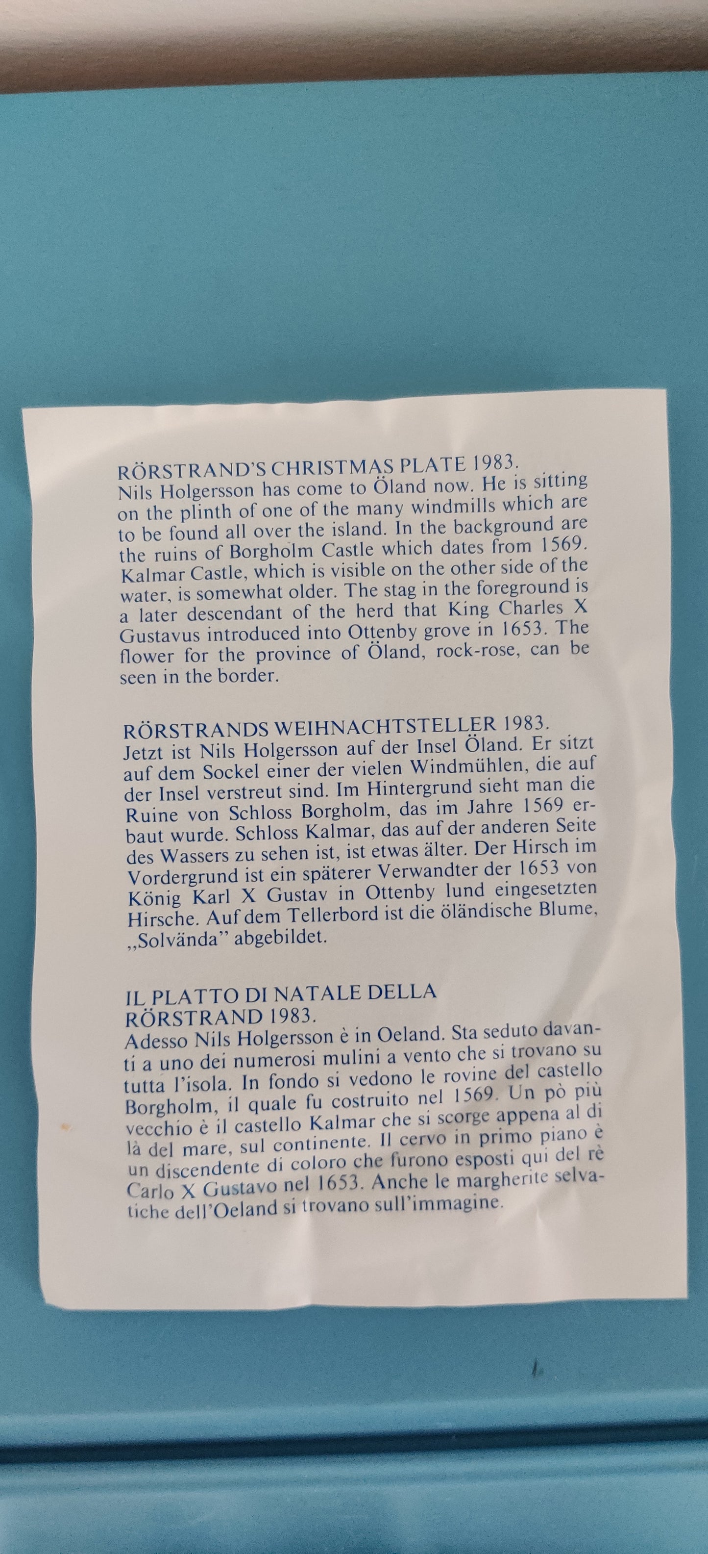 Rörstrand Joululautanen 1983 (Alk. Pakkauksessa, Gunnar Nylund)