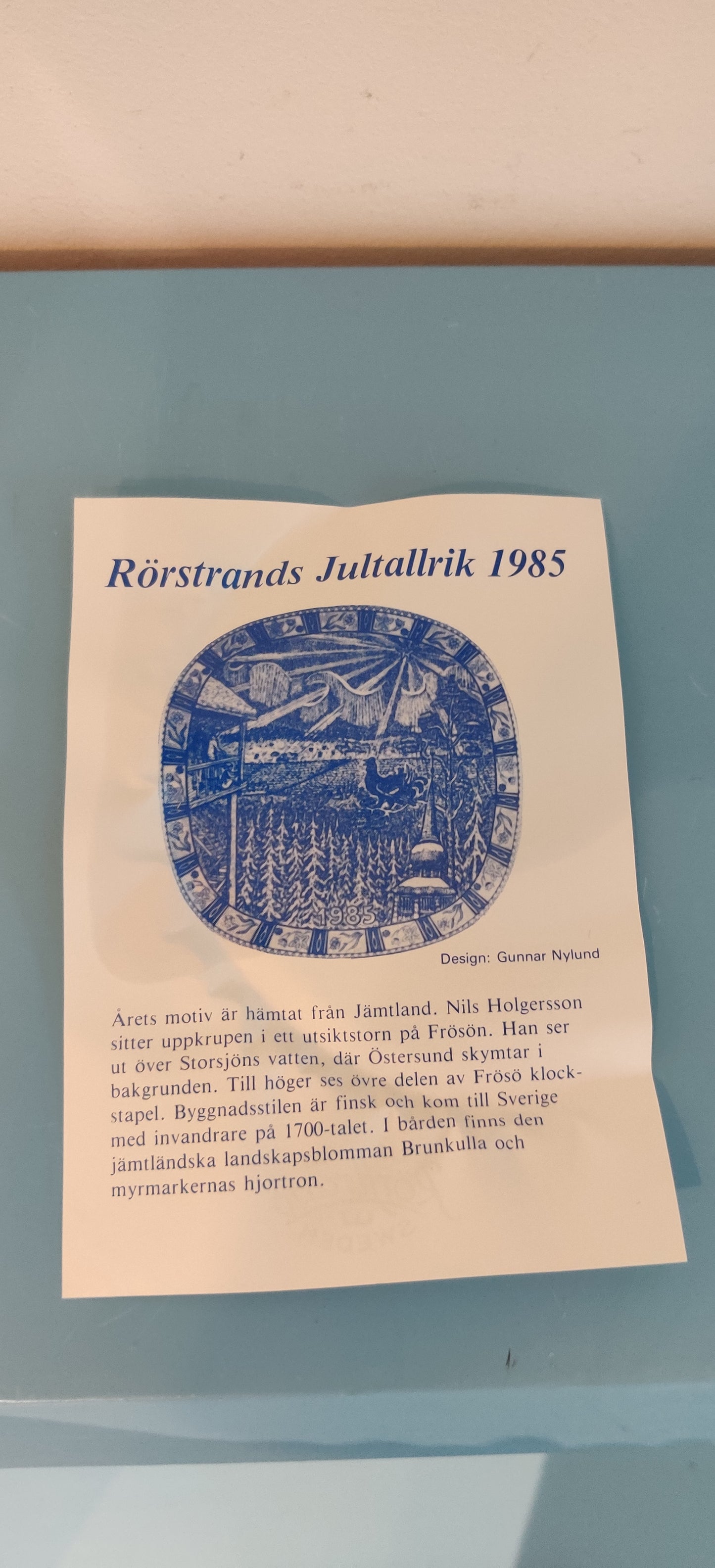 Rörstrand Joululautanen 1985 (Alk. Pakkauksessa, Gunnar Nylund)