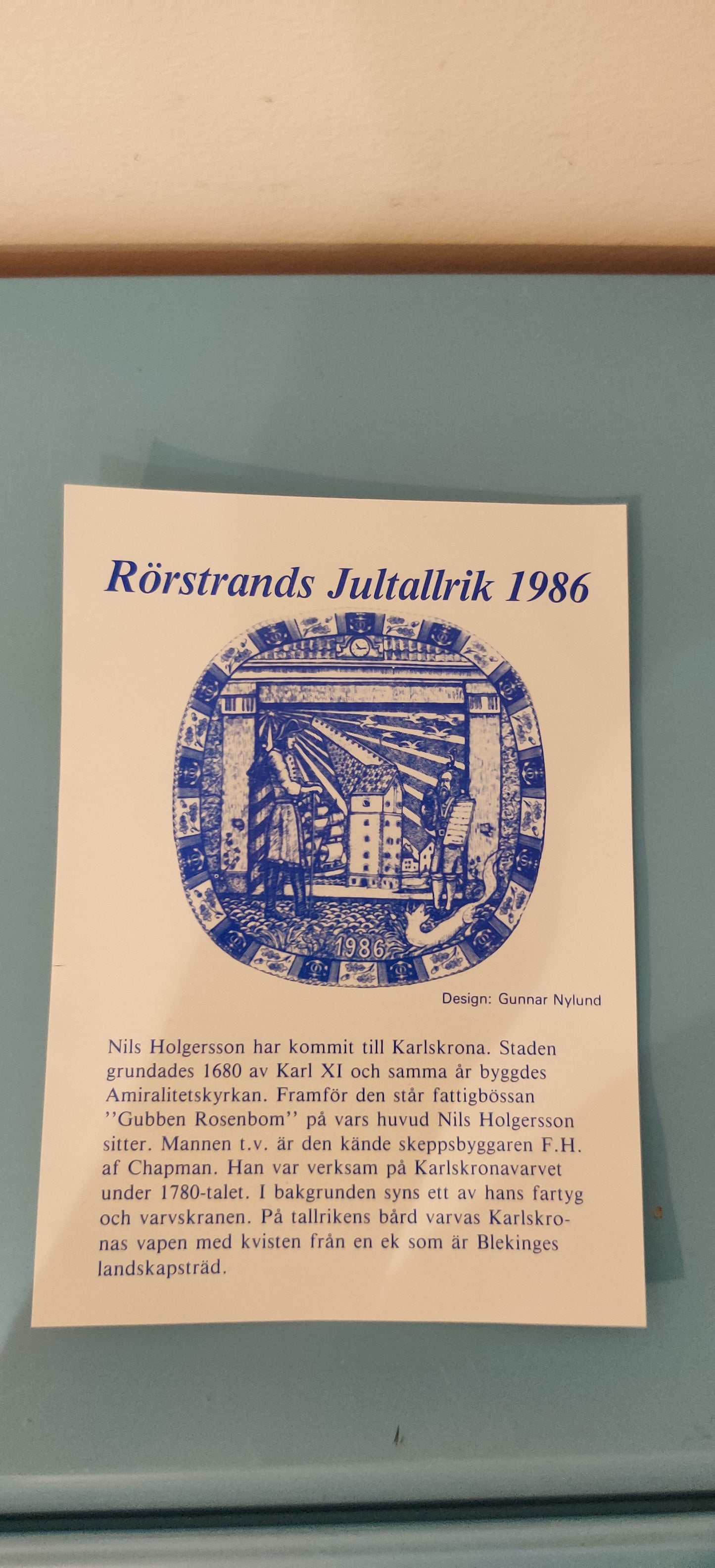 Rörstrand Joululautanen 1986 (Alk. Pakkauksessa, Gunnar Nylund)