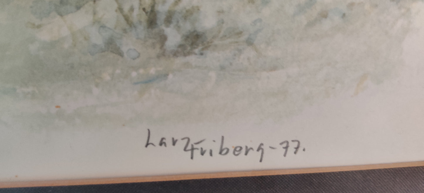 Larz Friberg - Signeerattu Hirvi Aiheinen Värilitografia (1977)