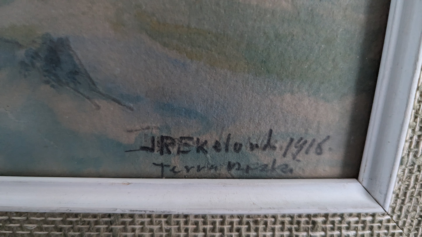 J. R. Ekelund - Tervaniska (Signeerattu Akvarellimaalaus 1918)