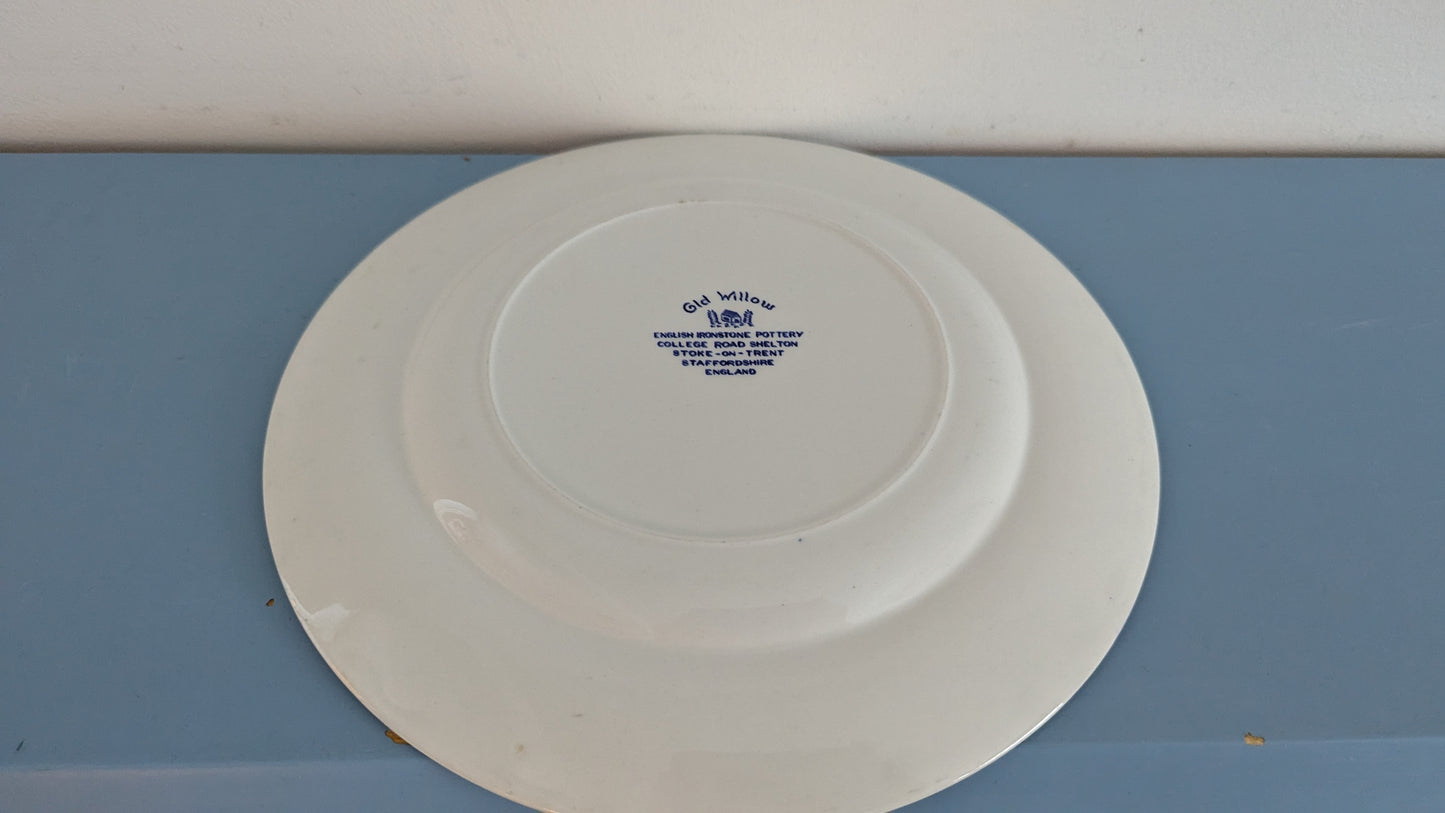 English Ironstone Pottery - Old Willow Ruokalautanen (8kpl, 1970-1973)