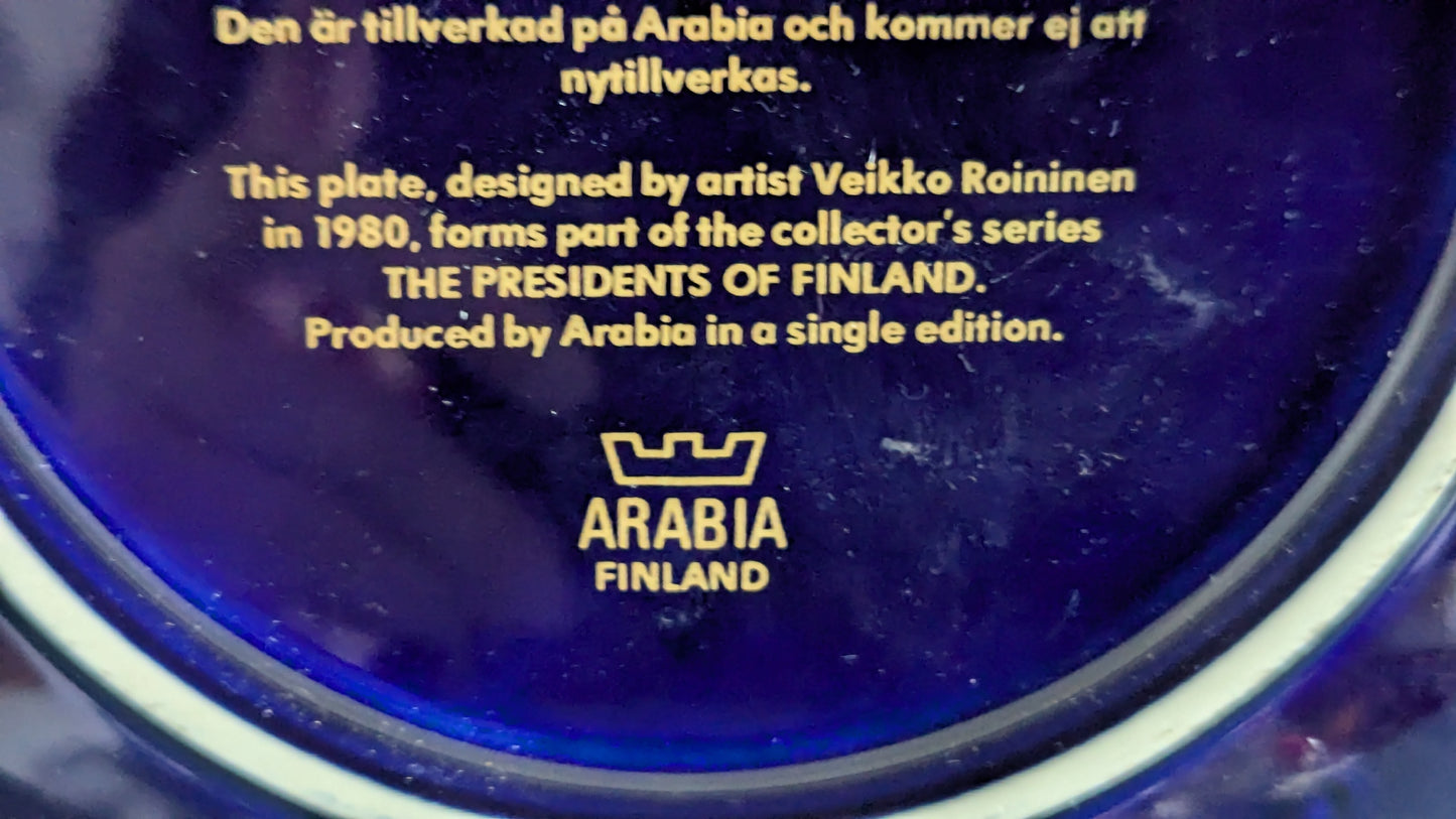 Arabia - Suomen Presidentit K.J. Ståhlberg Seinälautanen (1980, Alk. Paketissa)