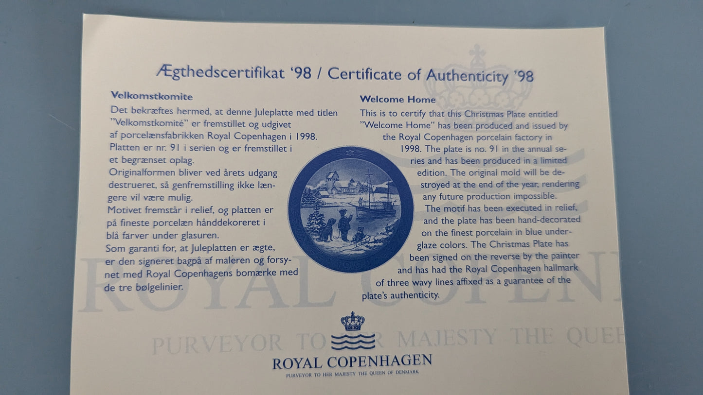 Royal Copenhagen - Welcome Home Joululautanen 1998 (Alk. Paketissa)