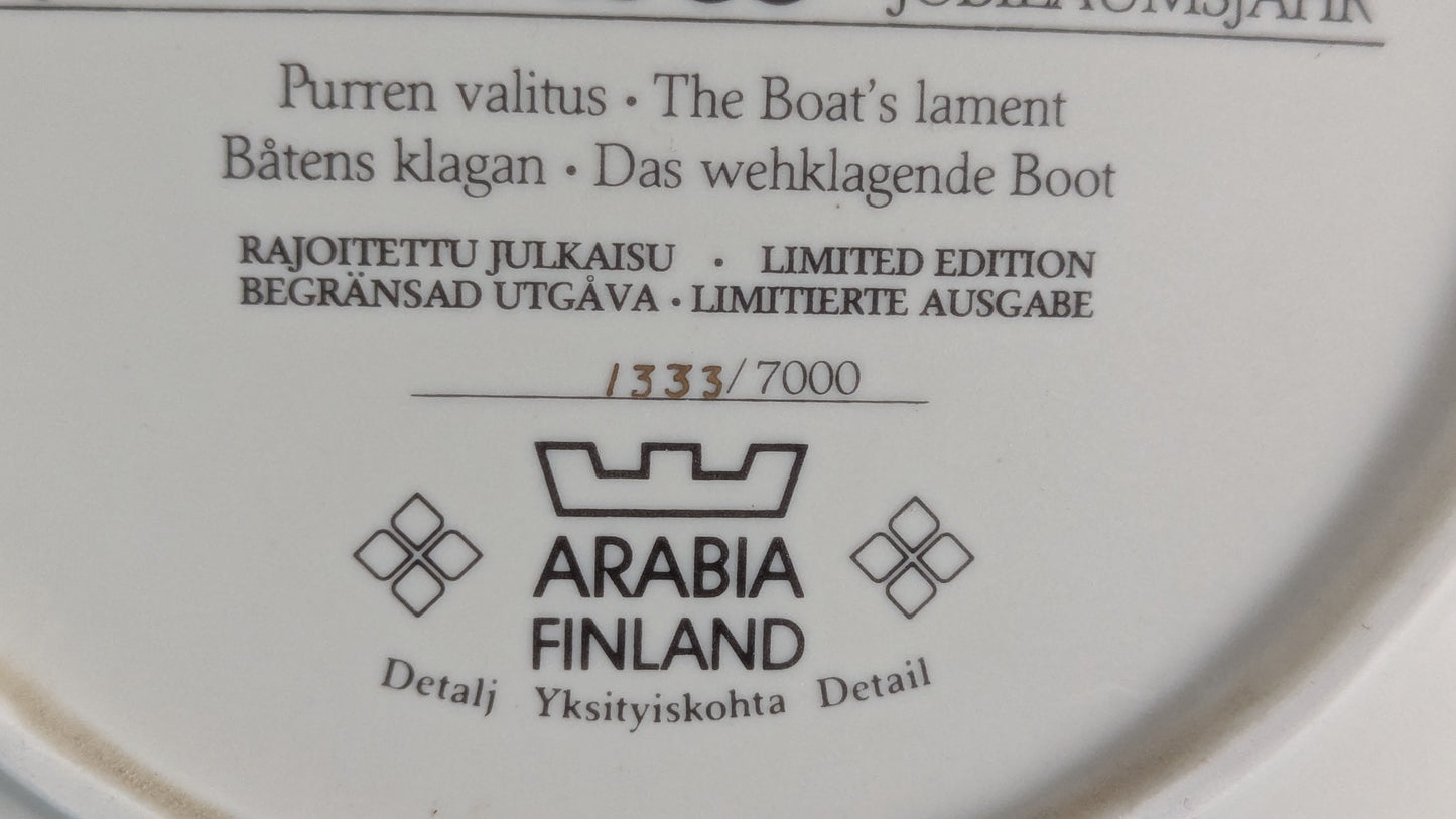 Arabia Kalevala Purren Valitus Seinälautanen (1985, Keräilytodistuksella)