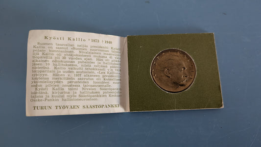 Säästöpankkiviikko 1963 - Kyösti Kallio Mitali (Turun Työväen Säästöpankki)