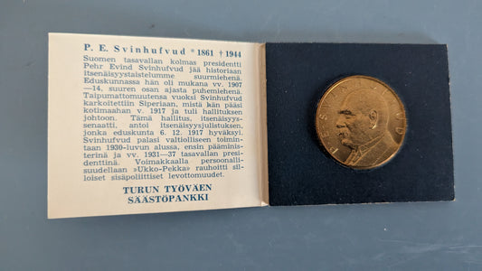 Säästöpankkiviikko 1962 - P.E. Svinhufvud Mitali (Turun Työväen Säästöpankki)