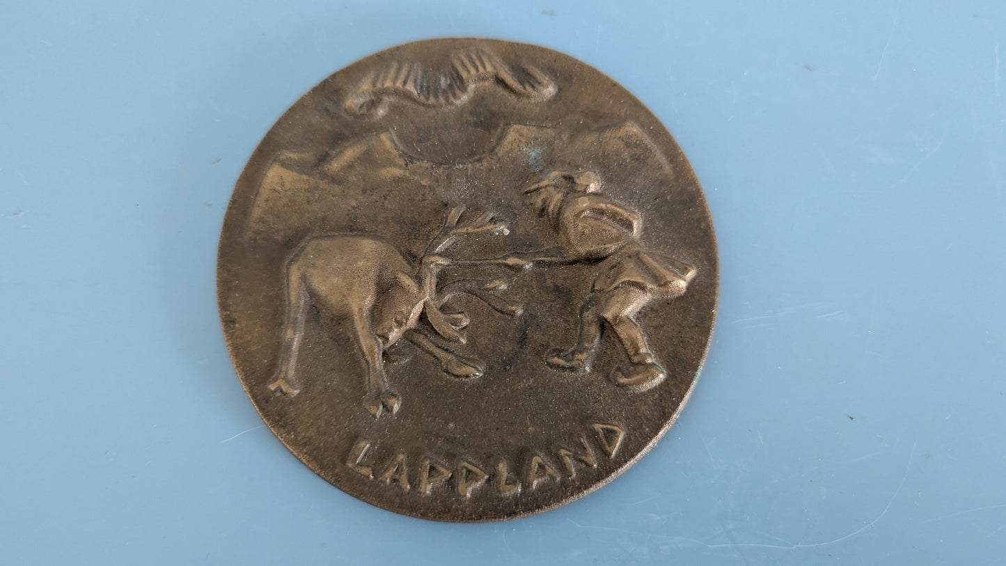 Lappland / Lappi Aiheinen Metallinen Reliefi (Halkaisija: 10.3cm)