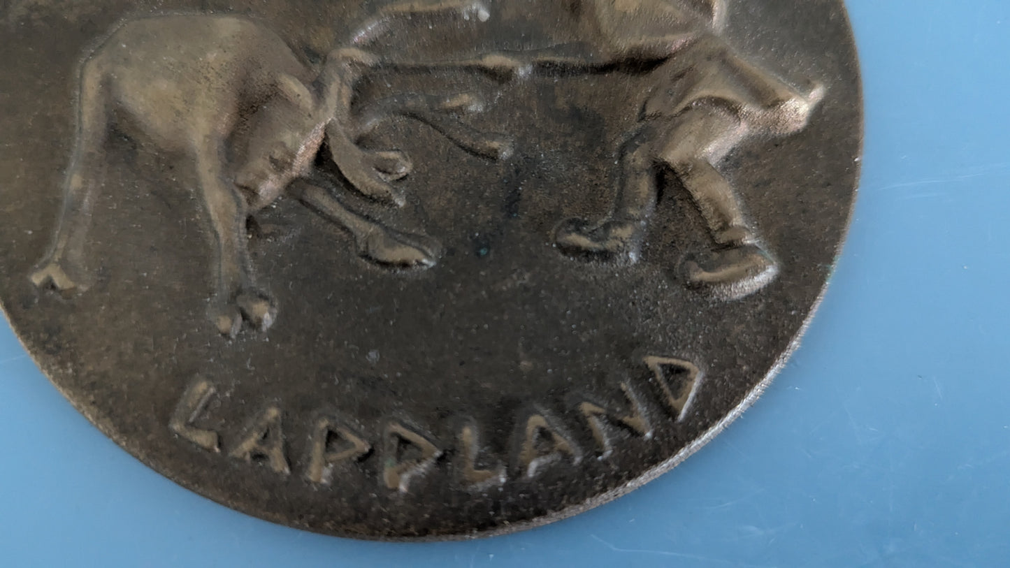Lappland / Lappi Aiheinen Metallinen Reliefi (Halkaisija: 10.3cm)