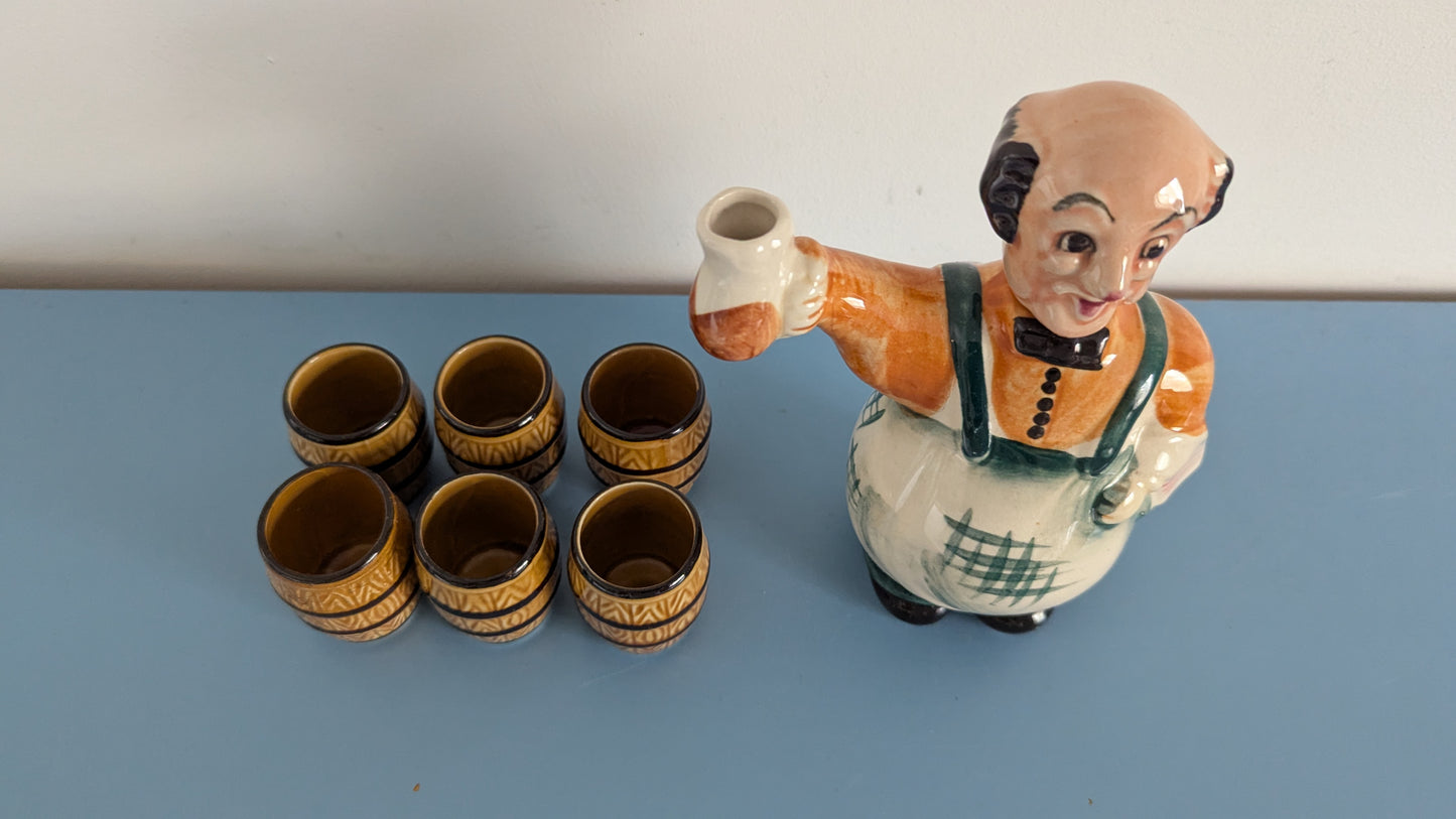 Japanilainen Baarimikko Karahvi + 6kpl Snapsilaseja (1950-1960-luku)