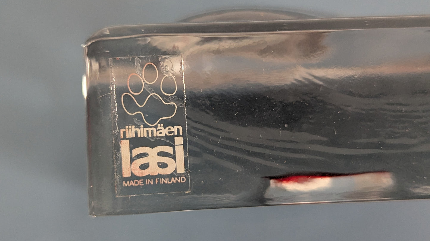 Riihimäen Lasi Punainen Sydän Paperipaino (1975, Alkuperäisessä Paketissa)