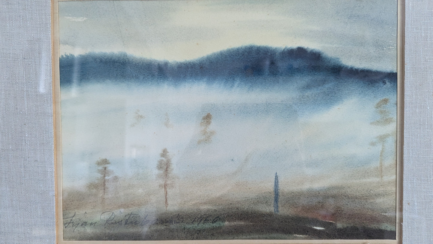 Irian Ristubarni / Yrjö Ahola - Signeerattu Akvarellimaalaus (1966)