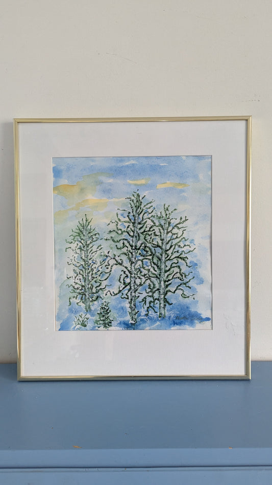 Martta Palola - Kevään Tulva (Sign. Akvarellimaalaus 1999)