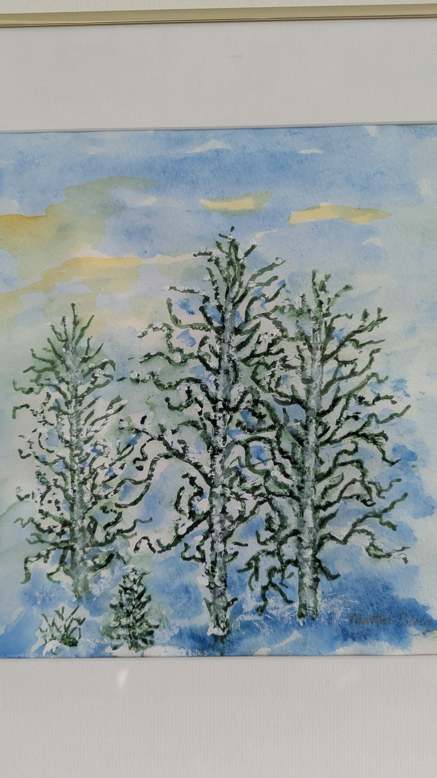 Martta Palola - Kevään Tulva (Sign. Akvarellimaalaus 1999)