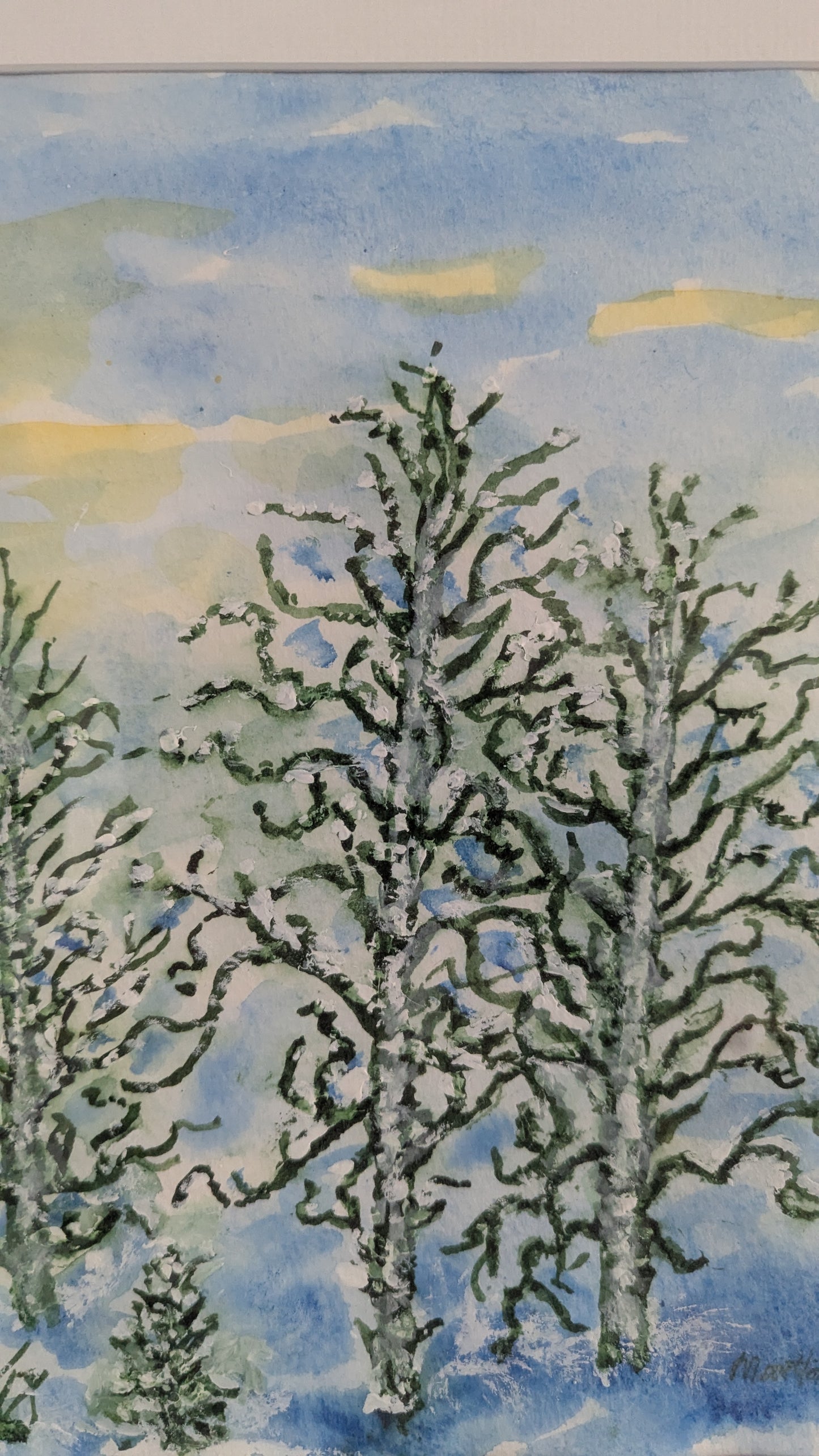 Martta Palola - Kevään Tulva (Sign. Akvarellimaalaus 1999)