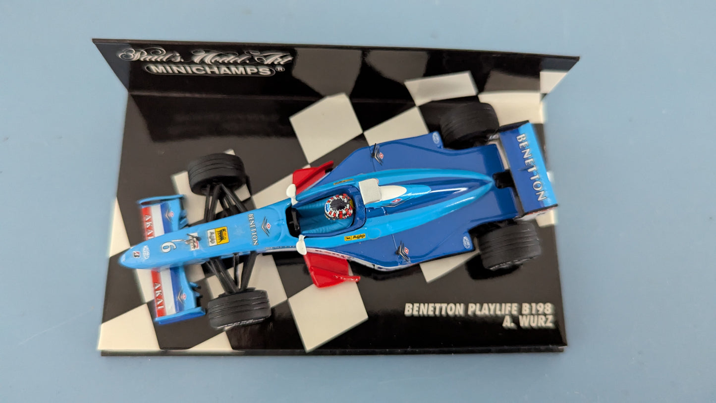 MiniChamps - Benetton Playlife B198 / Alexander Wurz (Alkuperäisessä Paketissa)