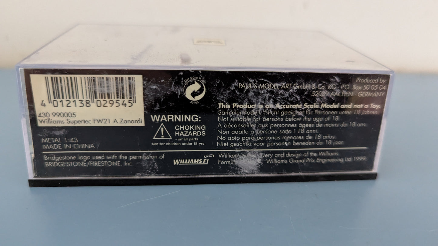 MiniChamps - Williams F1 Supertec FW21 / Alex Zanardi (Alkuperäisessä Paketissa)