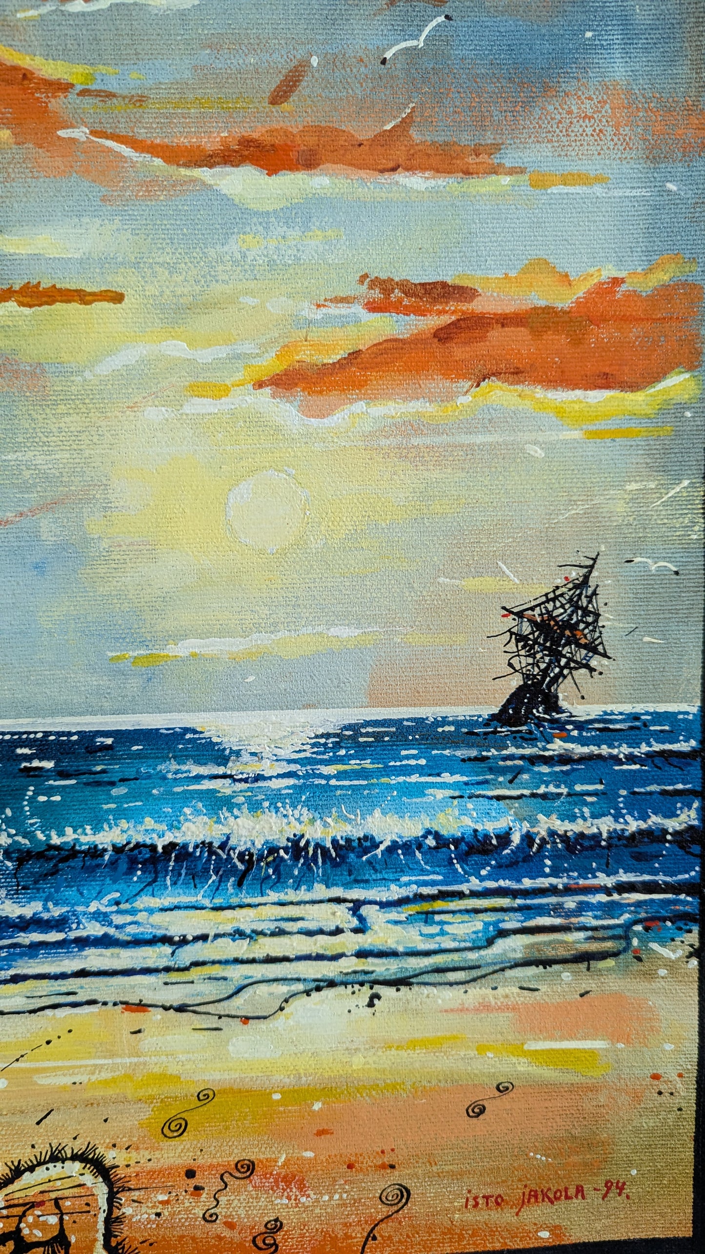 Isto Jakola - Signeerattu Sekatekniikka (Akryyli/Öljyväri, 1994)