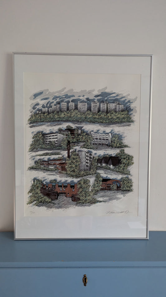 Raimo Kanerva - Hervanta (Kaupunki Sarjan Signeerattu Grafiikka 1987)