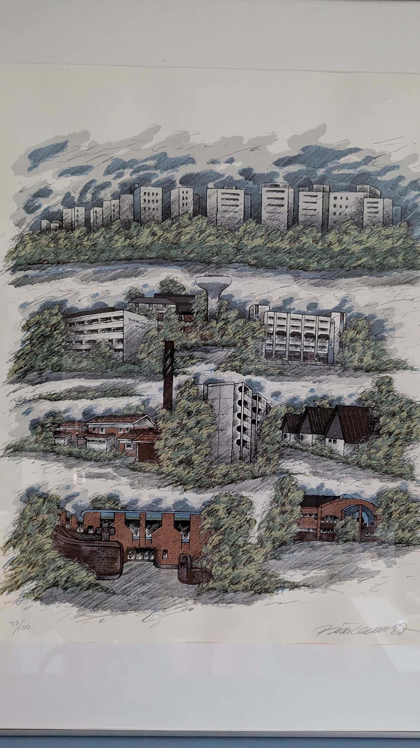 Raimo Kanerva - Hervanta (Kaupunki Sarjan Signeerattu Grafiikka 1987)