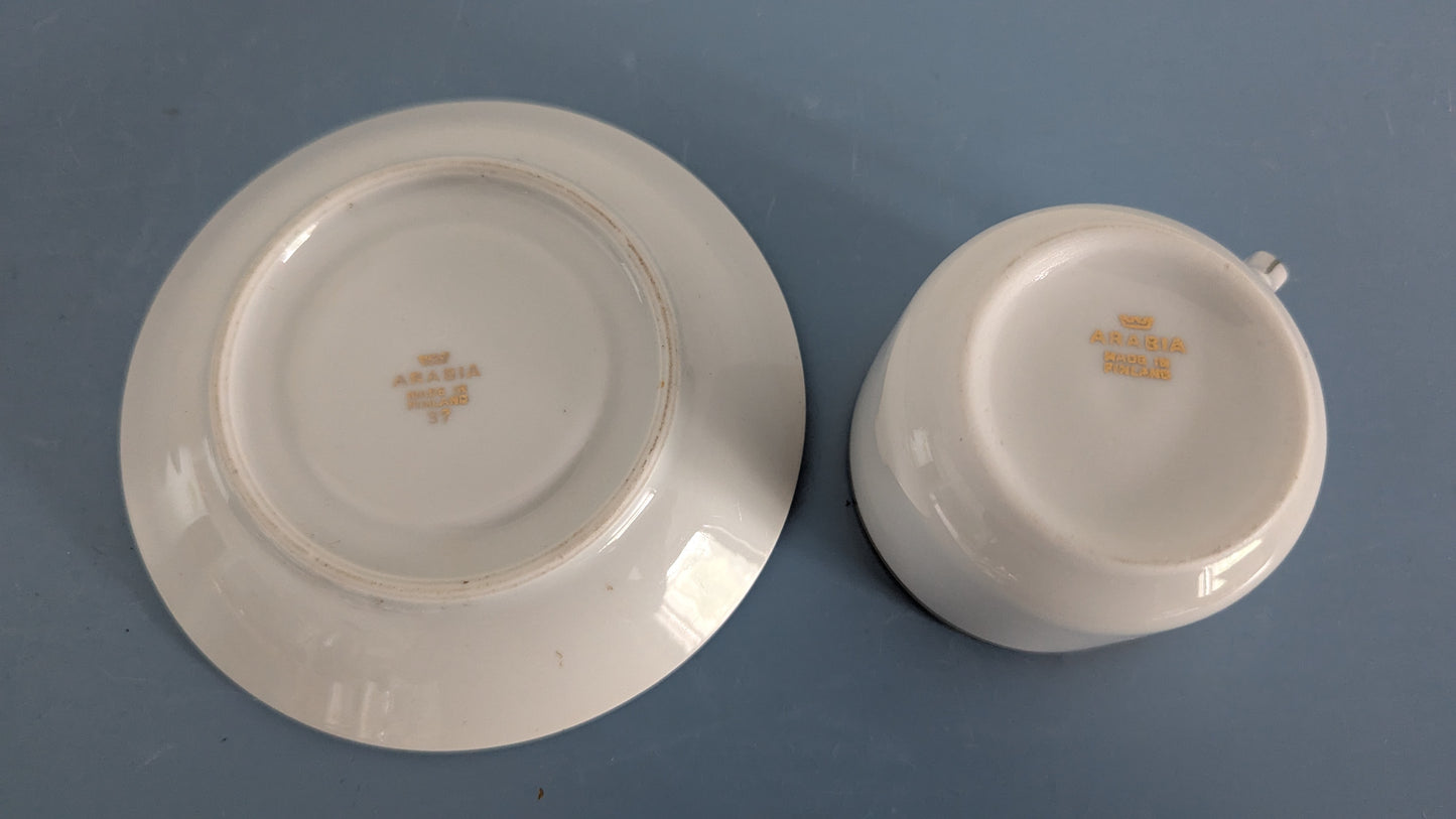 Arabia OE-Mallin Kultaraita Kahviastiasto Neljälle Hengelle (8-osainen)