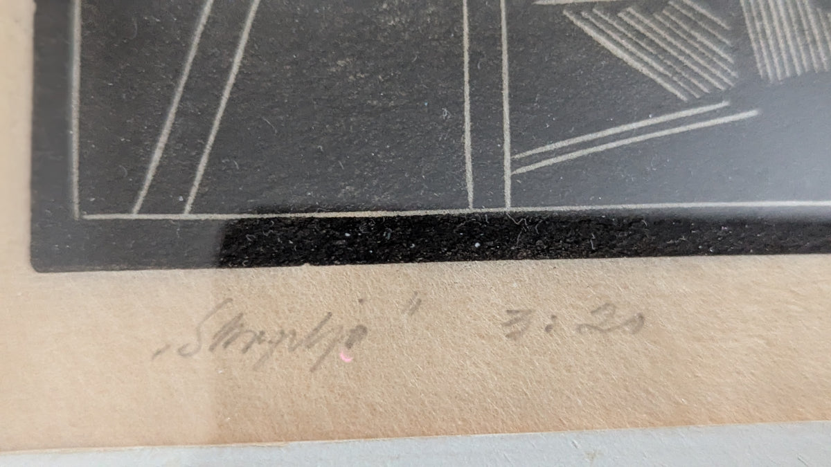 Skoplje Niminen Signeerattu Puupiirros (1966)